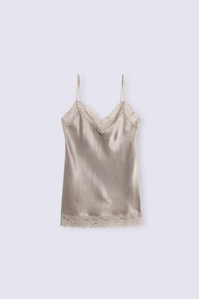 Beige Lace And Silk Top, , large image number 4