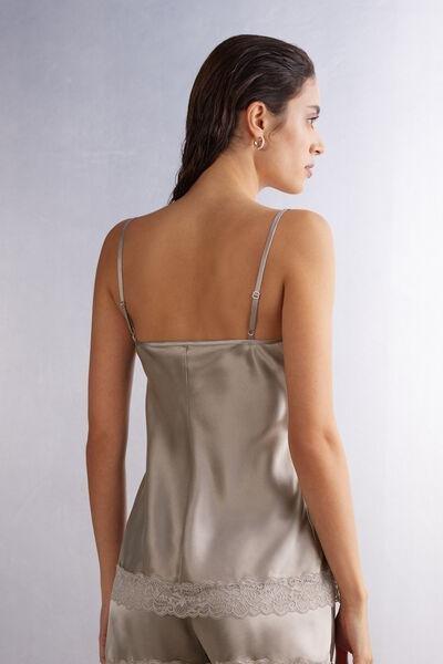 Beige Lace And Silk Top, , large image number 6