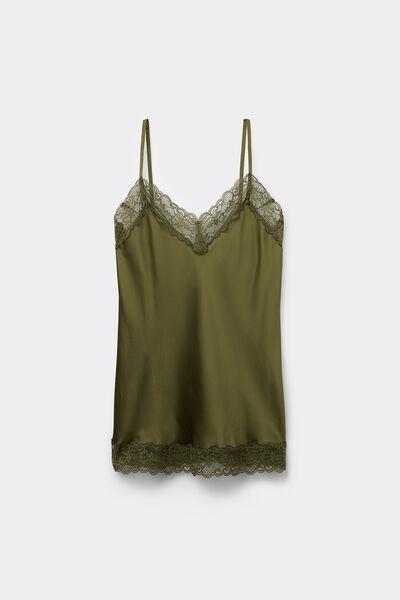 Green Lace And Silk Top, , large image number 1