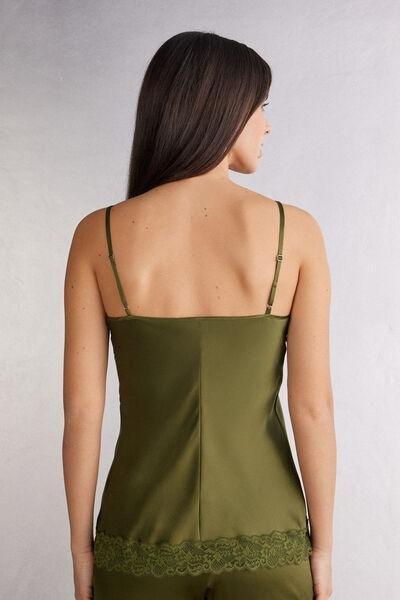 Green Lace And Silk Top, , large image number 3