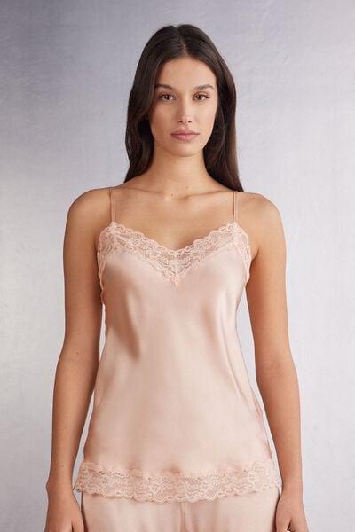 Pink Lace And Silk Top, 5601_852J, large image number 0
