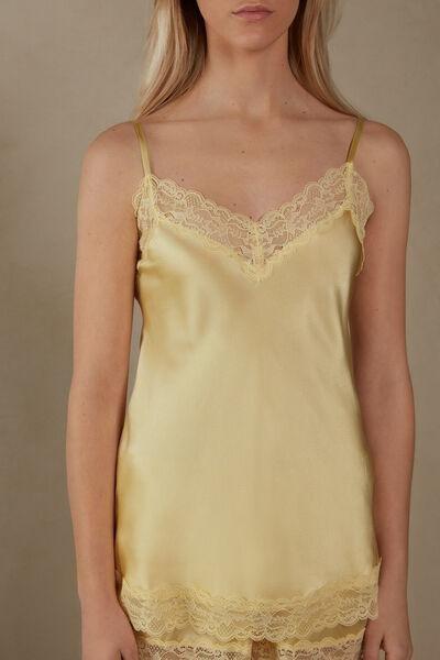 Pastel Yellow Lace And Silk Top, , large image number 0