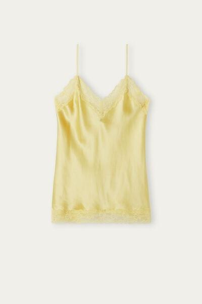 Pastel Yellow Lace And Silk Top, , large image number 2