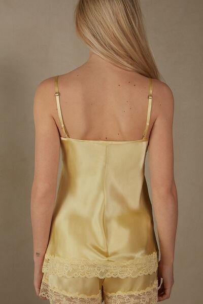 Pastel Yellow Lace And Silk Top, , large image number 3