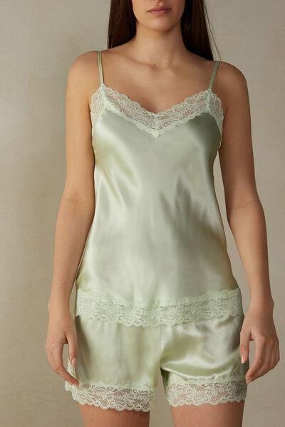 Intimissimi Light Green Lace And Silk Top | Azadea Qatar