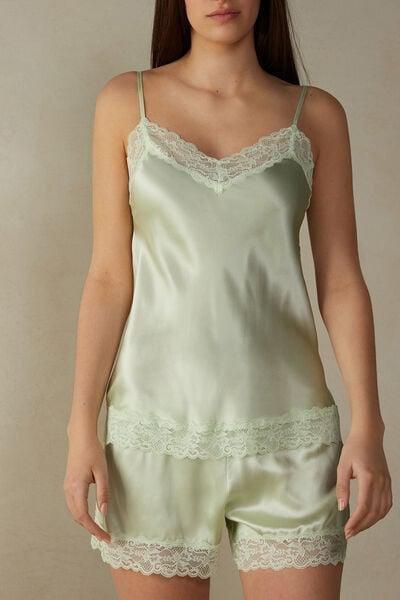 Light Green Lace And Silk Top, , large image number 1