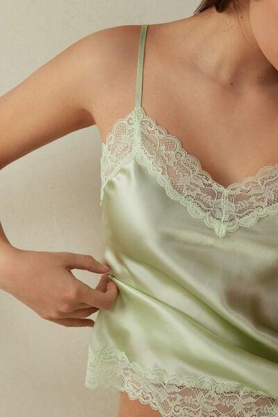 Light Green Lace And Silk Top, , large image number 5