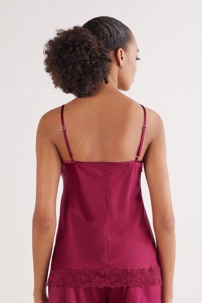 Red Lace And Silk Top, 5601_940J, large image number 2