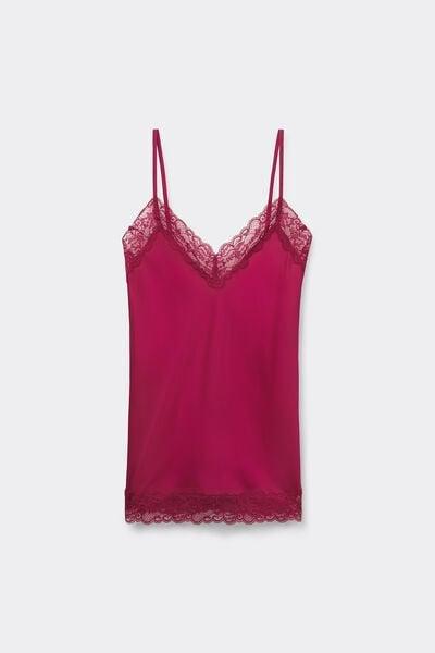 Red Lace And Silk Top, 5601_940J, large image number 3