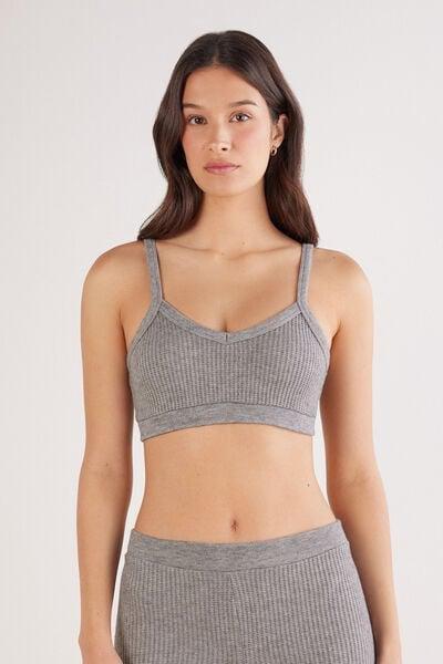 Grey Tricot-Effect Viscose Top, 5601_043K, large image number 0