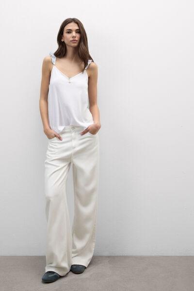 White Romantic Stripes Ultra fresh Cotton Top, White, large image number 0