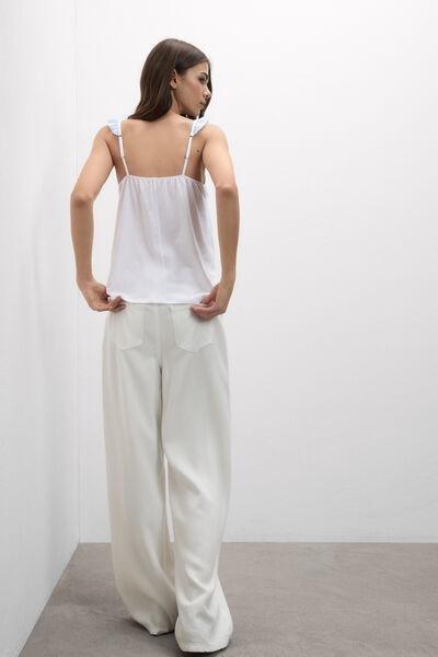White Romantic Stripes Ultra fresh Cotton Top, White, large image number 2