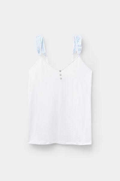 White Romantic Stripes Ultra fresh Cotton Top, White, large image number 3