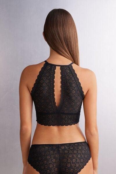 Black Non-Wired Lace Bra Top, Black, large image number 2
