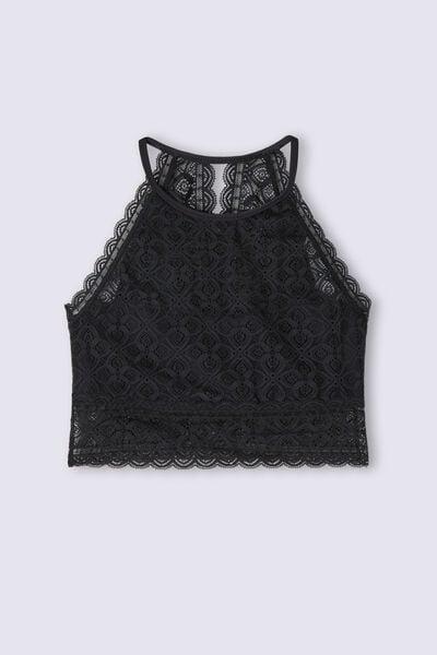 Black Non-Wired Lace Bra Top, Black, large image number 3