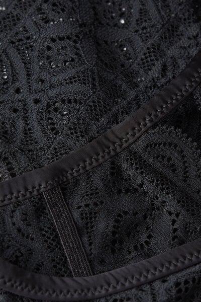 Black Non-Wired Lace Bra Top, Black, large image number 4