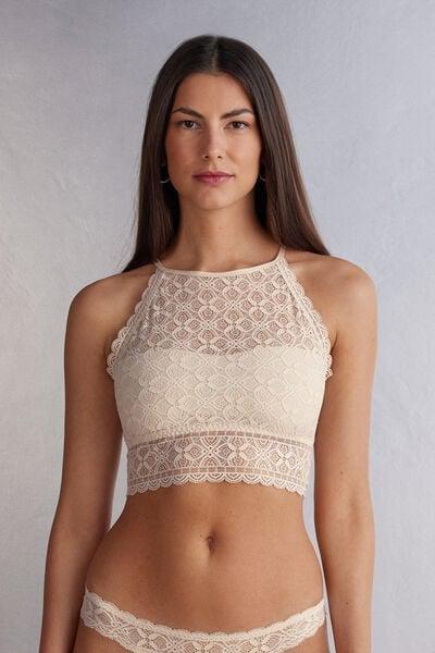 Pink Non-Wired Lace Bra Top, Silk, medium