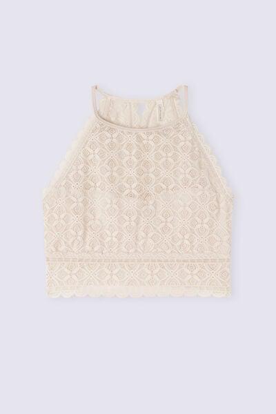 Pink Non-Wired Lace Bra Top, Silk, medium