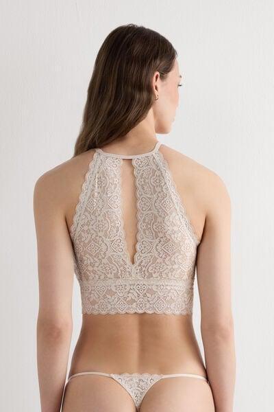 Cream Lace Bra Top, Silk, large image number 5