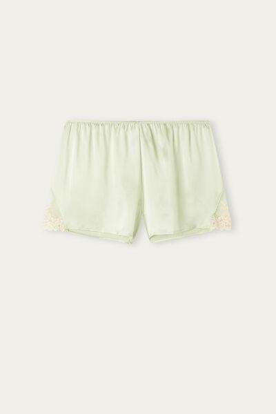 LIGHT GREEN/IVORY Pretty Flowers Silk Shorts, , large image number 2