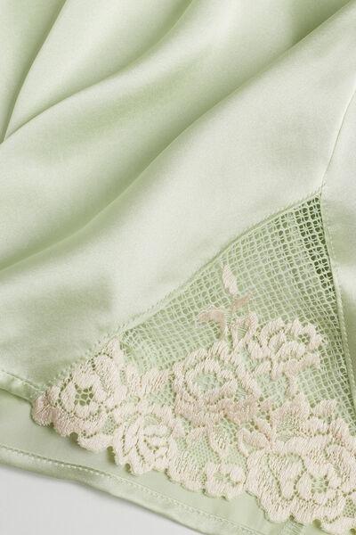 LIGHT GREEN/IVORY Pretty Flowers Silk Shorts, , large image number 4