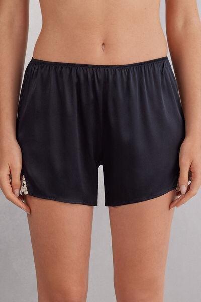 BLACK/IVORY Pretty Flowers Silk Shorts, , medium
