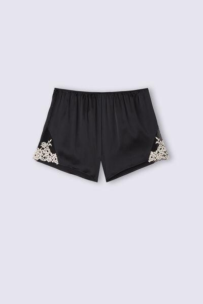 BLACK/IVORY Pretty Flowers Silk Shorts, , large image number 2