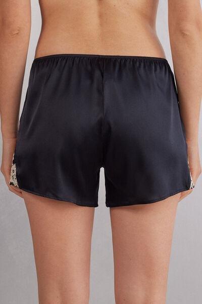BLACK/IVORY Pretty Flowers Silk Shorts, , large image number 3