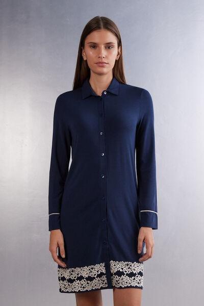 Blue Pretty Flower Open Nightdress, , large image number 0