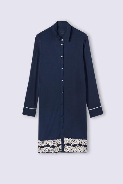 Blue Pretty Flower Open Nightdress, , large image number 2