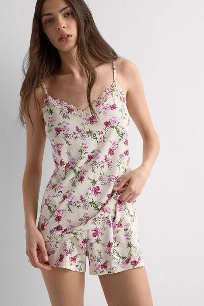 Pink Pretty Flowers Print Short Pyjama Set, 5601_057K, large image number 1