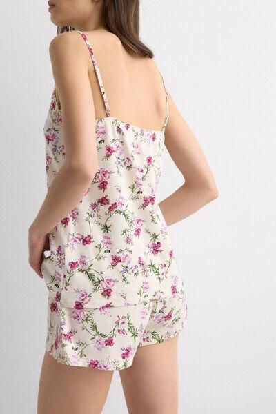 Pink Pretty Flowers Print Short Pyjama Set, 5601_057K, large image number 2