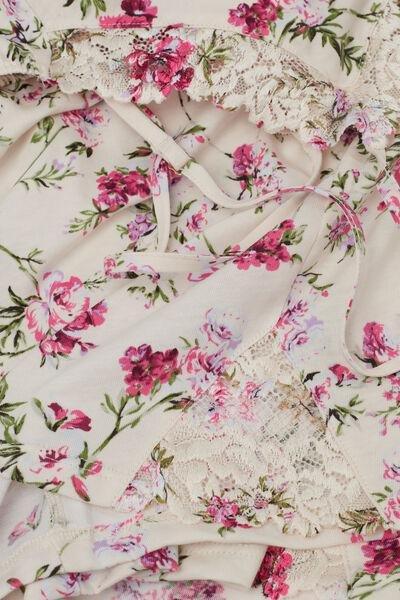 Pink Pretty Flowers Print Short Pyjama Set, 5601_057K, large image number 4