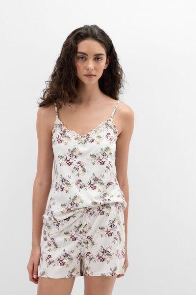 Beige Pretty Flowers Superior Cotton Pyjama Set, 5601_327K, medium