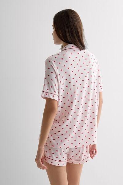 Pink / Red The Love Club Short Button-Up Pyjama Set, 5601_066K, large image number 2