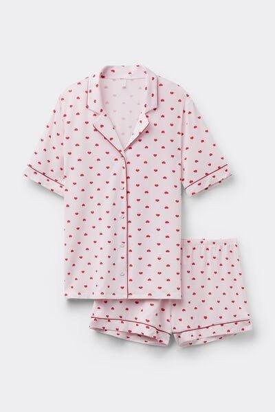 Pink / Red The Love Club Short Button-Up Pyjama Set, 5601_066K, large image number 3