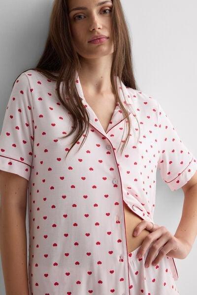 Pink / Red The Love Club Short Button-Up Pyjama Set, 5601_066K, large image number 5