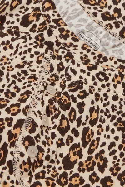 Beige Simply Iconic Animal Print Short Pyjama Set, 5601_061K, large image number 4