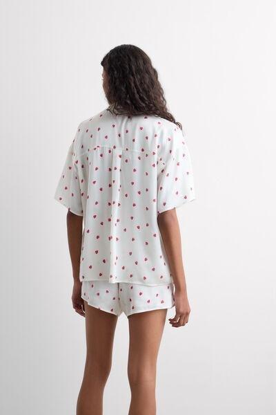 White Sweet As A Berry Short Viscose Satin Pyjama Set, 5601_114K, large image number 2