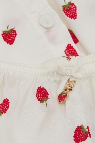 White Sweet As A Berry Short Viscose Satin Pyjama Set, 5601_114K, large image number 4