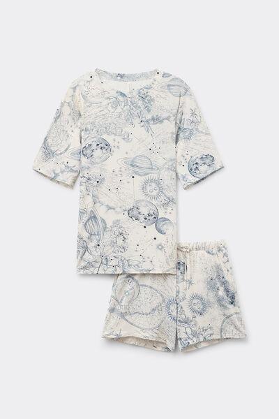 Cream Luxury Dreams Printed Pyjama Set, , large image number 1