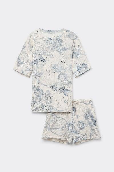 Cream Luxury Dreams Printed Pyjama Set, 5601_945J, large image number 3