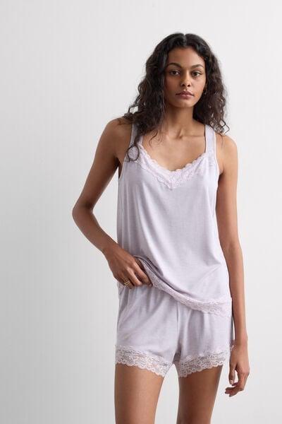 Lilac Modal And Lace Pyjama Set, 5601_068K, medium
