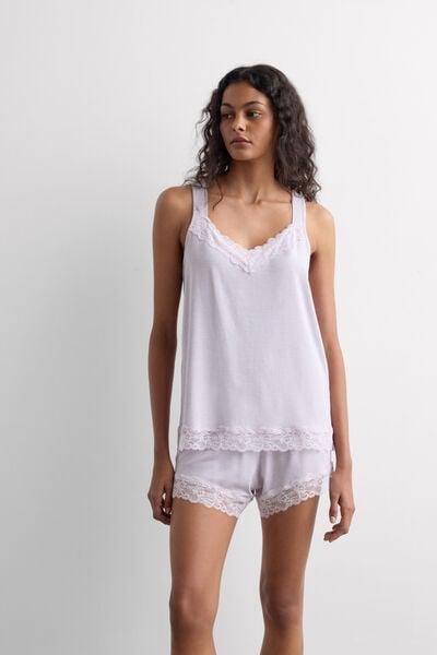 Lilac Modal And Lace Pyjama Set, 5601_068K, medium