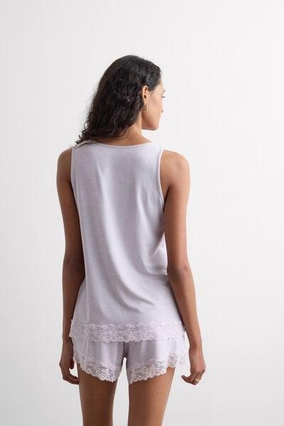 Lilac Modal And Lace Pyjama Set, 5601_068K, large image number 2