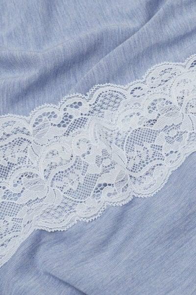 Blue Modal And Lace Pyjama Set, 5601_069K, large image number 4