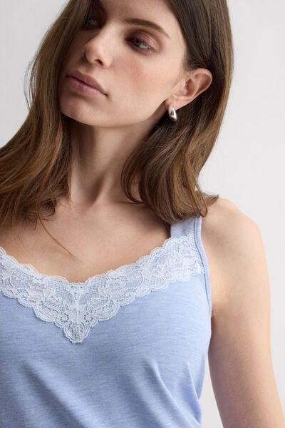 Blue Modal And Lace Pyjama Set, 5601_069K, large image number 5