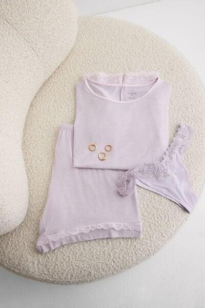 Lilac Short Modal And Lace Pyjama Set, 5601_068K, large image number 0