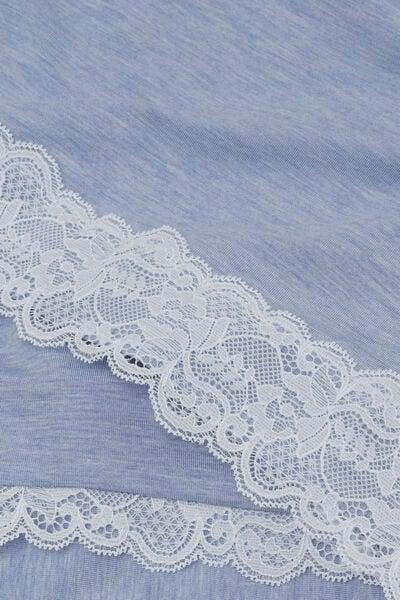 Blue Short Modal And Lace Pyjama Set, 5601_069K, large image number 4
