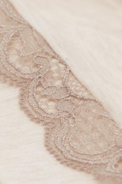 Beige Romantic Lace Frill Trims Pyjama Set, , large image number 4